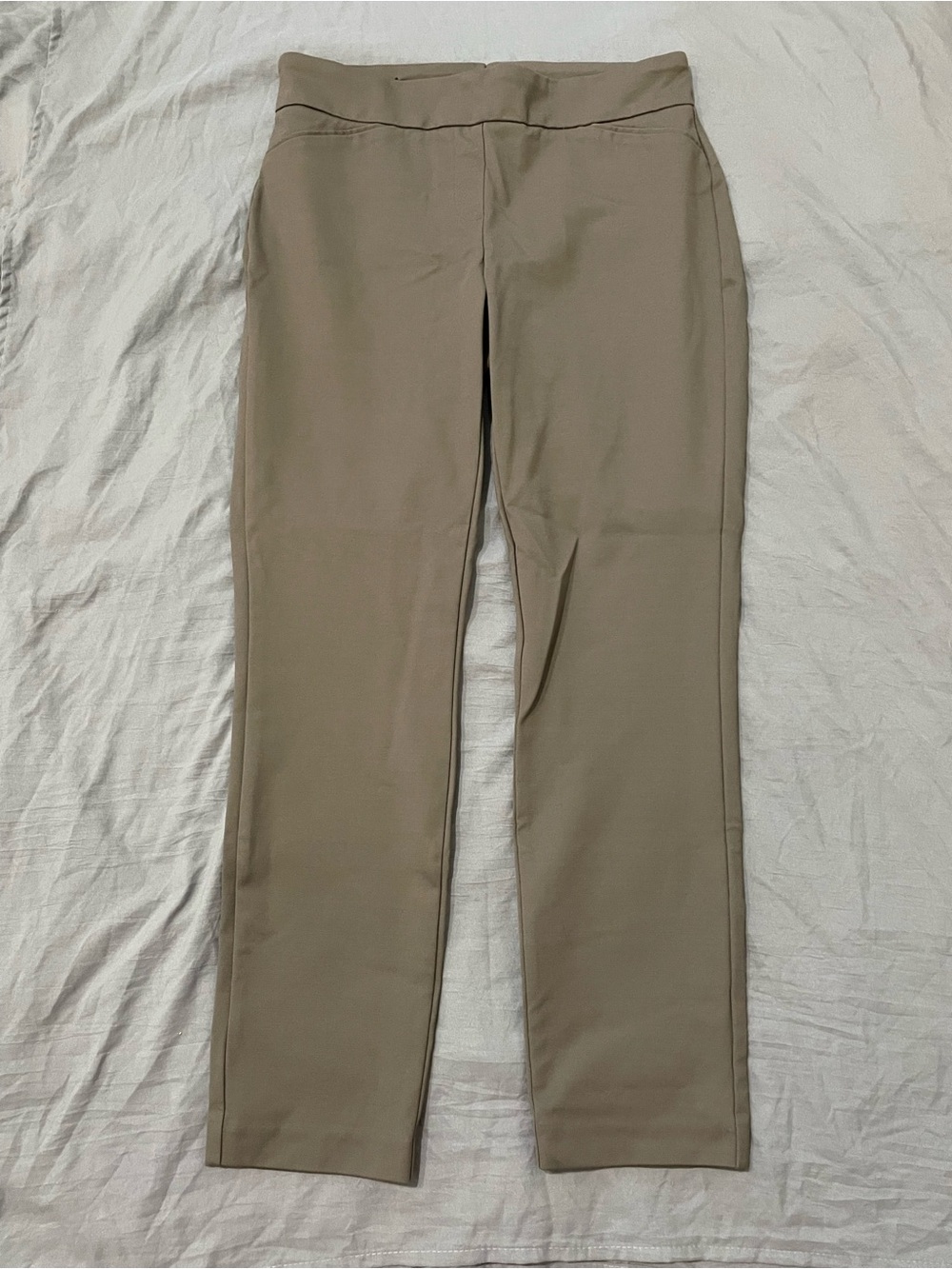 Dalia Slim Straight Trousers in Taupe